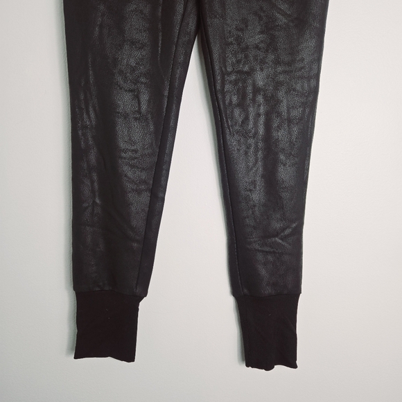 Dance & Marvel Black Faux Leather Drawstring Waist Joggers Pants - Picture 3 of 10